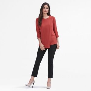 MM Lafleur Bourgeois Red Asymmetrical Faux Layered Top Blouse Size Medium